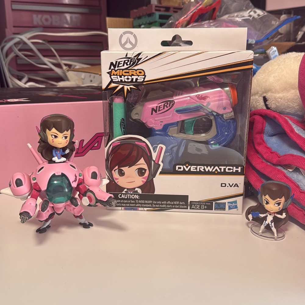 D.Va Collectible Figures and Nerf Micro Shot Blaster